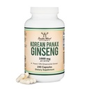 Ginseng Kapsułki (Koreański Czerwony Ekstrakt Ginseng, Panax Ginseng 10% Ginsenozydy) (4 Miesięczne Dostawy) 240 Kapsułki wegańskie - 1,000 mg na serwowanie nastrojów, funkcji kognitywnych i wsparcia energetycznego przez podwójne drewno