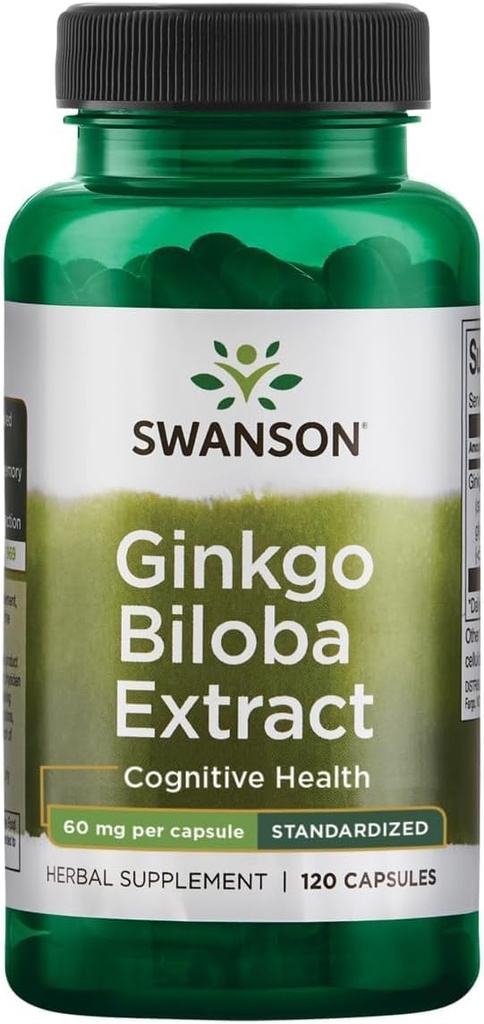 Swanson Ginkgo Biloba Extract 24% 60 Miligramów 120 Kapsułek