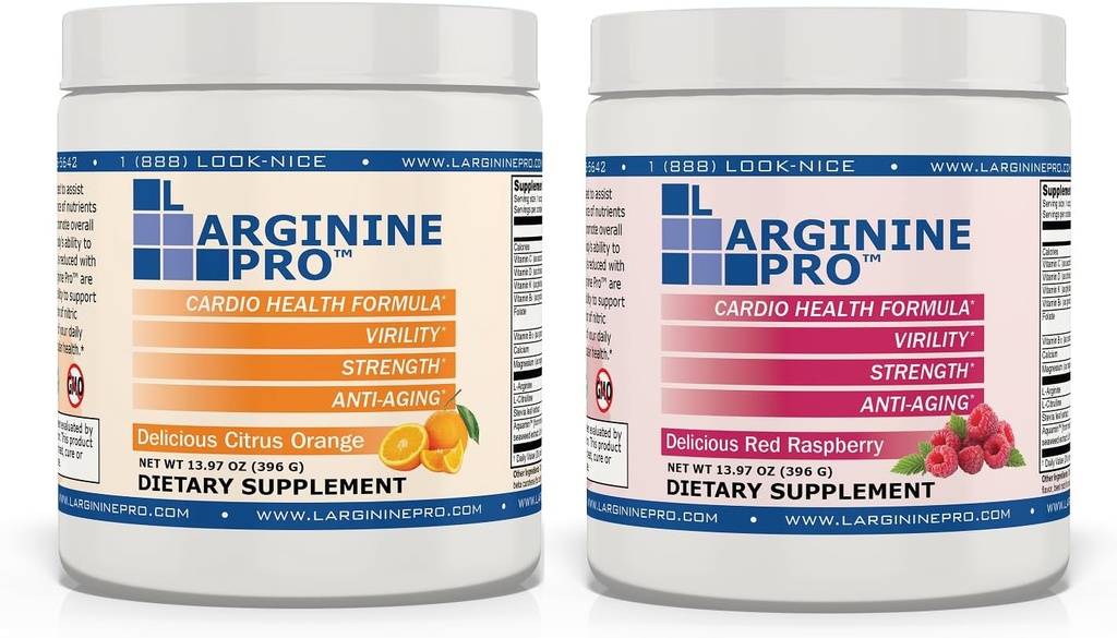 L-ARGININE PRO | 5,500mg L-Arginine Plus L-Citrulline 1,100mg Orange & Raspberry Powder Drink Mix Supplement for Increased Nitric Oxide Production
