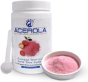 Naturalna witamina C 124; Acerola Cherry naturalnie uprawiany proszek 1 Lb (16 Oz - 453 Grams) - Pochodzenie Zwycięzca Nagrody Nobla Immune System Booster, Nie-GMO Cały suplement witaminy C żywności