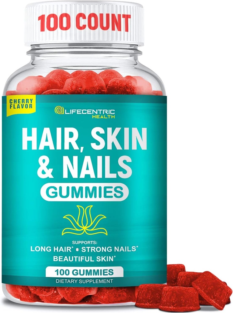 Gumiaki do włosów i paznokci o dużej mocy Biotin 5000mcg Xi124; Smaczne witaminy do włosów dla kobiet i dzieci Xion124; Gluten Free Hair Nail i Witaminy skóry Plus Gumiaki do włosów Biotin Plus