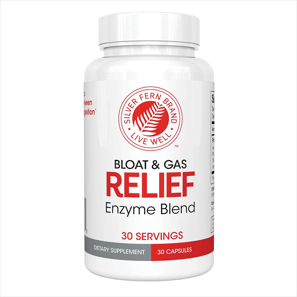 Silver Fern Bloat & Gas Relief Digestive Enzym Mieszanka - 1 Butelka = 30 Słupki - FODMAP & Bloating suplement diety z Tolerase L, Pectinase & More (1 Butelka)