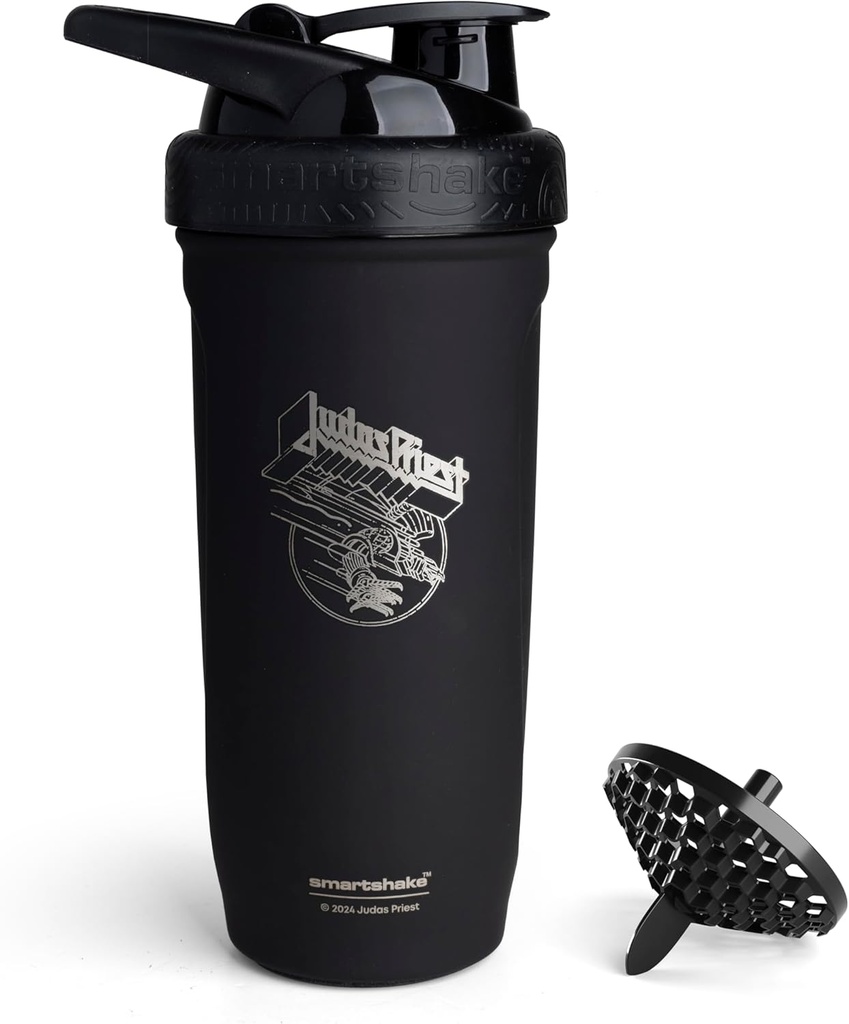 Smartshake Rockband Reforce Stainless Steel Protein Shaker Butelka 900 ml XI124; 30 oz - Leakproof Screw- on Lid - BPA Free - Nie izolowane - Unisex (logo Judasz Priest)