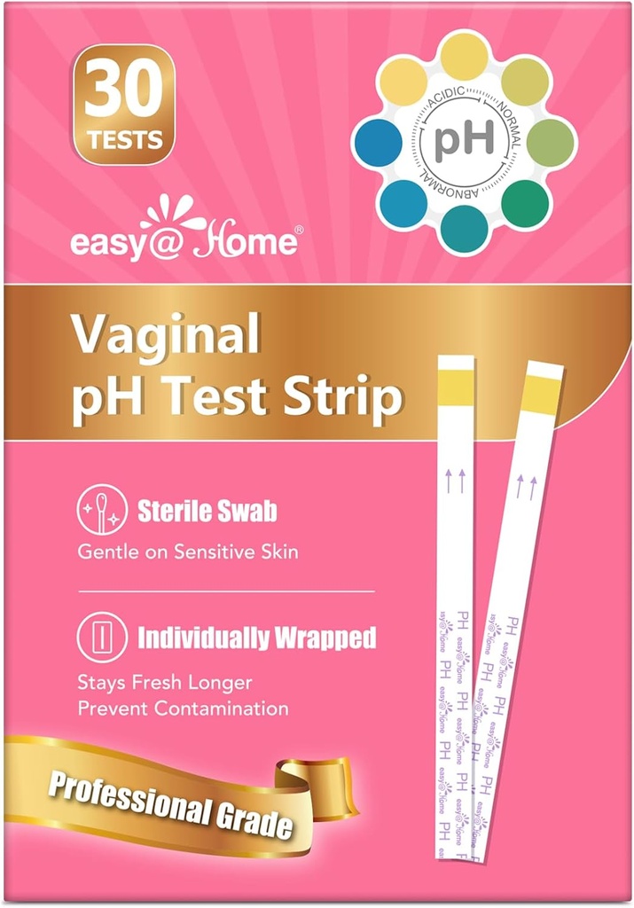 Easy @ Home Test pH pochwy -30 Paski 124; Zestaw testowy BV w domu dla kobiet 124; Test zakażenia drożdży + pH Równowaga dla kobiet