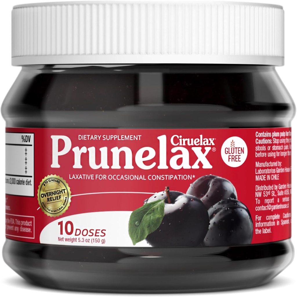 Prunelax Ciruelax Regularna Siła Laksywacyjny Jam - Bezglutenowy Naturalny-Składnik Laksywacyjny dla Sporadycznych Zaparć - 5.3 oz
