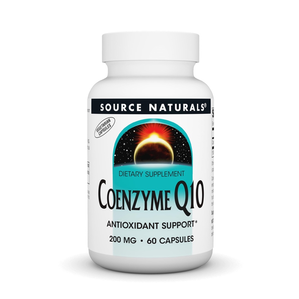 Źródło Naturals Coenzym Q10 Antyoksydant Support 200 mg for Heart, Brain, Immunitety, & Liver Support - 60 Kapsułki wegetariańskie