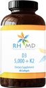 RHMD D3 5000 + K2 Suplementy diety (60 Softgels)