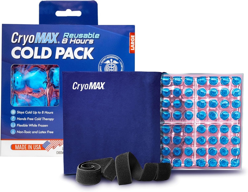 CryoMAX Cold Pack, wielokrotnego użytku, Lateks Free, 8 Hour Cold Therapy, Duży, 12 "x 12" (1 liczyć)