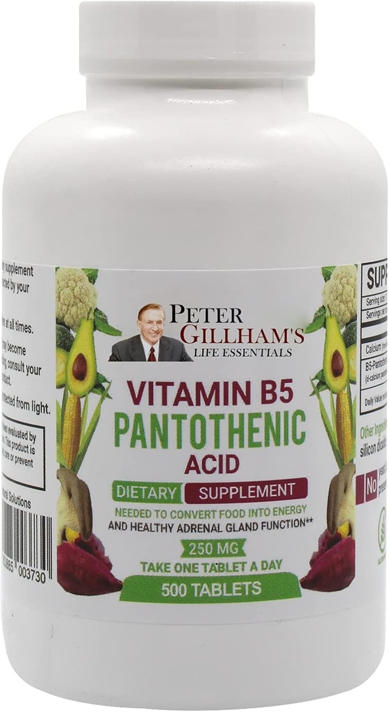 Peter 's Choice B5 Kwas pantotenowy 250mg 500 Tablets Energy Supplement