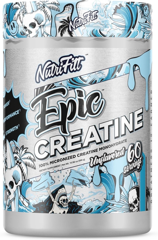 Nutrifitt CREATINE KREATINE 124; Mikronizowany Monohydrat Creatyny 124; dla mężczyzn i kobiet 124; 60 Służenie 124; Wzrost mięśni 124; Kognitywny Boost 124; UNFLAVORE