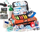 Scherber Fully- Stocked Premium Pierwsza odpowiedź Bag 124; HSA / FSA Zatwierdzone 124; Duży Pro EMT / EMS Uraz, Krwawienie i Oxygen Medical Kit 124; Tourniquet CAT, HyFin Chest Seal & 260 + Pierwsze dostawy pomocy (Orange)