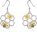 Kolczyki dla kobiet 925 Sterling Srebrne kolczyki z Honeycomb Honeybee Biżuteria Dangle prezenty dla kobiet