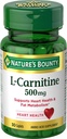 Nature 's Bounty L- Karnityna, Wspomaga Heart Health & Fat Metabolizm, Suplement aminokwasów, 500 mg, 30 Tabletki