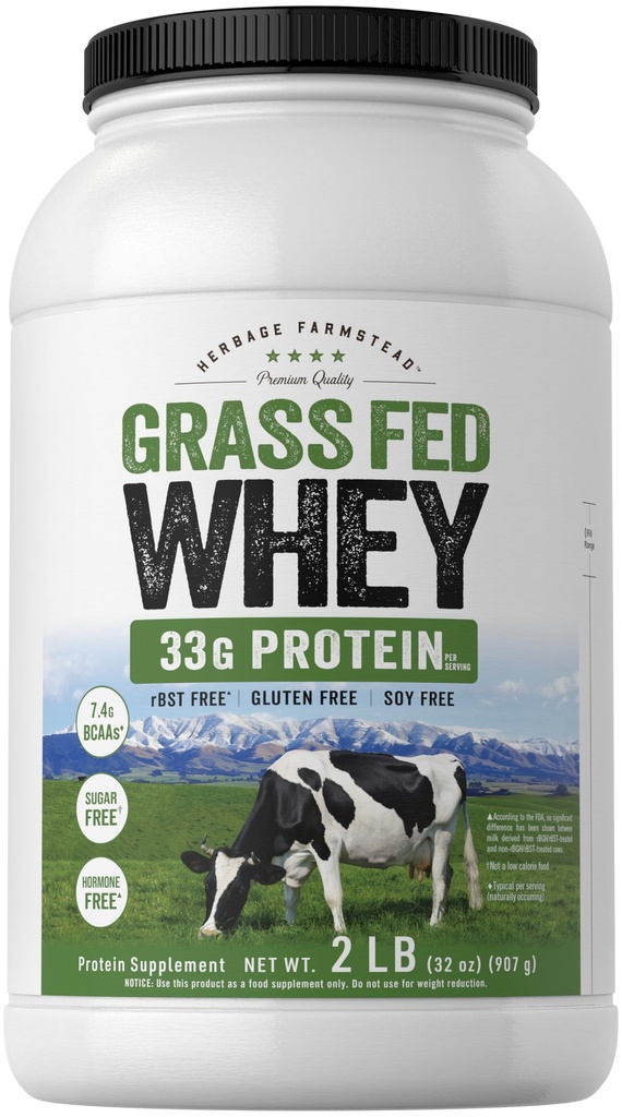 Carlyle Grass Fed Whey Protein Powder Building 124; 2lb Building 124; 33g Protein Per Serving Building 124; Unflavored Building 124; Sugar and Hormone Free Building 124; Non- GMO and Gluten Free Supplement Building 124; by Herbage Farmstead