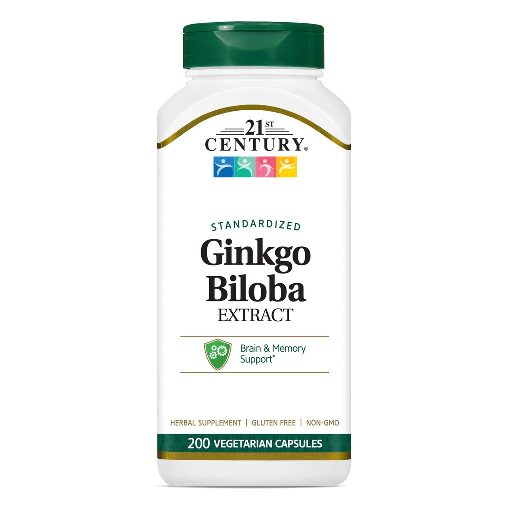 21 Century Ginkgo Biloba Extract Veg- Capsules, 200- Count (21687)