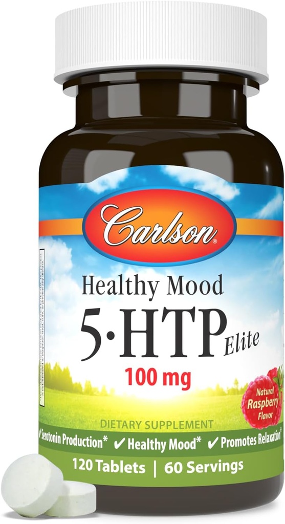 Carlson Healthy Mood 5- htp Elite 50mg Malina Chewables, 120 tabletek
