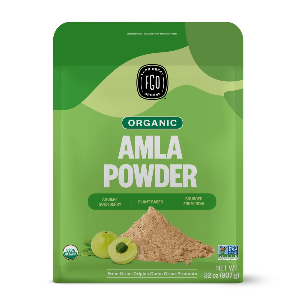 FGO Organic Amla Powder, 2 Pound / 32oz, USDA Organic Indian Gooseberry (Amalaki), Non-GMO, Natural Vitamin C - 100% Raw and Natural (Pack of 1)