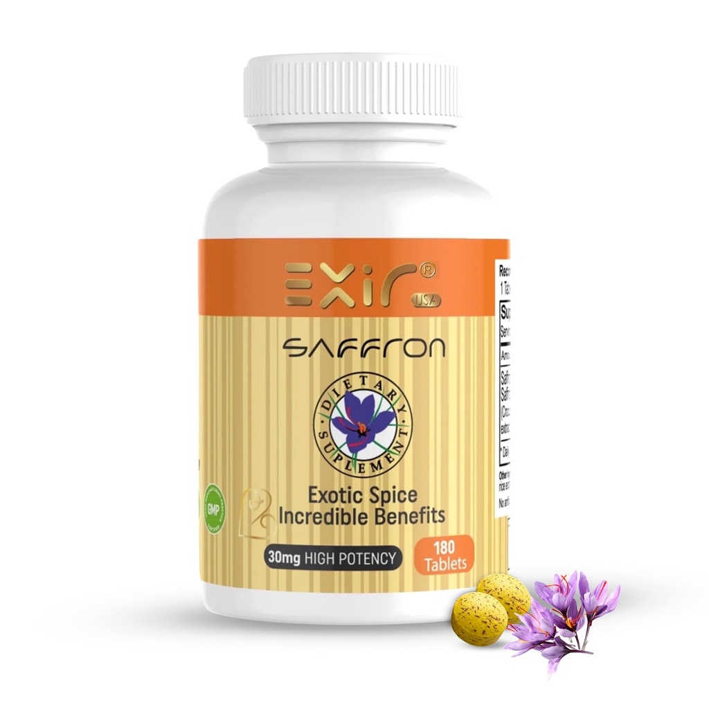 Saffron Supplement - Stress Relief Formuła, Natural Mood Supplement, Stress, Focus, and Energy Supplement, 180 Tablets