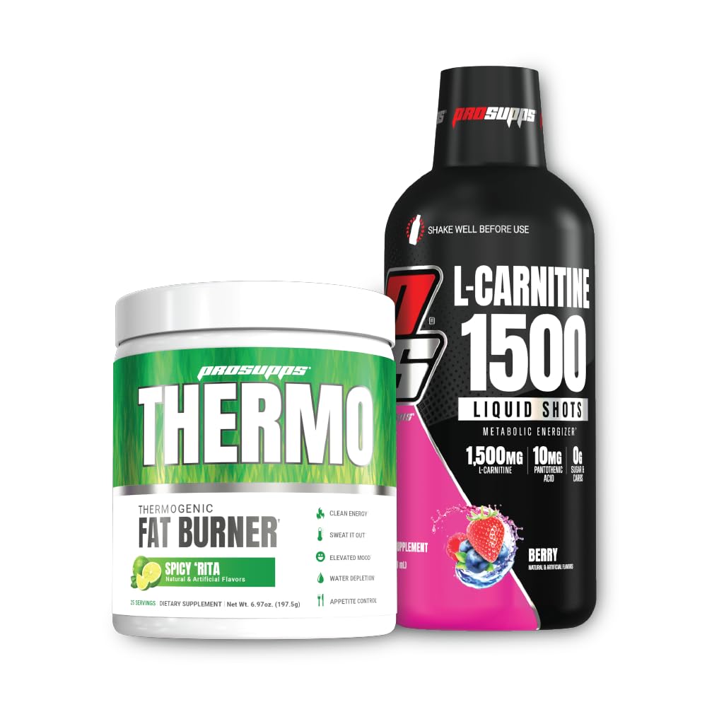 PROSUPPS Thermo Fat Spalanie Termogeniczny proszek Spicy Rita i 1500 L- Carnitine Berry - Zarządzanie wagą i przedtreningi - Energia, nastroj, Kontrola przystawek -