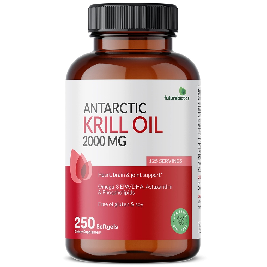 Futurebiotyka Oil kryla antarktycznego 2000mg z Astaksantyną, Omega- 3 EPA, DHA i fosfolipidami - 100% Czysty Premium Oil kryla ciężki metal Tested, Nie GMO - 250 Softgels