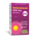 Czynniki naturalne, Witamina B12 Metylokobalamina 5000 µg, Wsparcie do żucia energii i zdrowia immunologicznego, Wegetarianin, 60 tabletek (60 porcji)