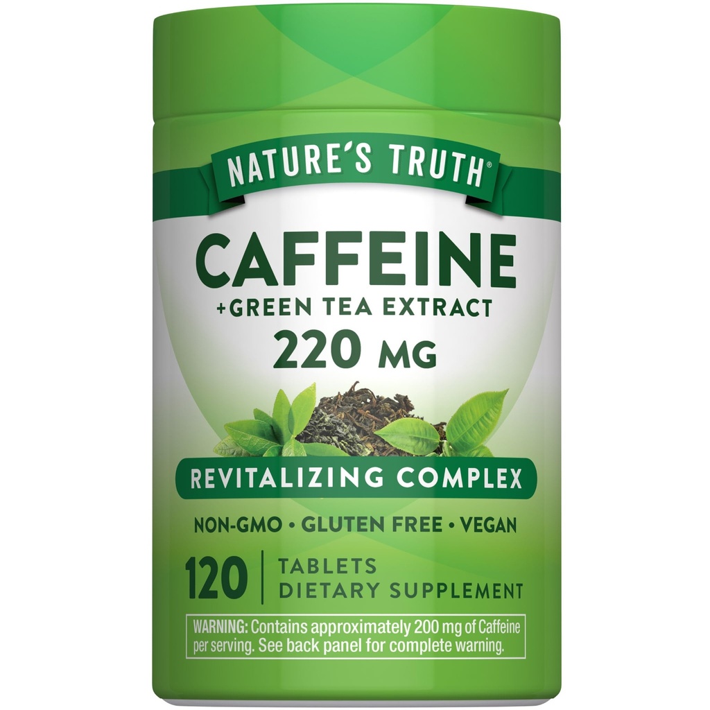 Nature 's Truth Cafeline Pigułki 124; 220mg 124; 120 Hrabia 124; Z Green Tea Extract 124; Wegan, Non-GMO & Gluten