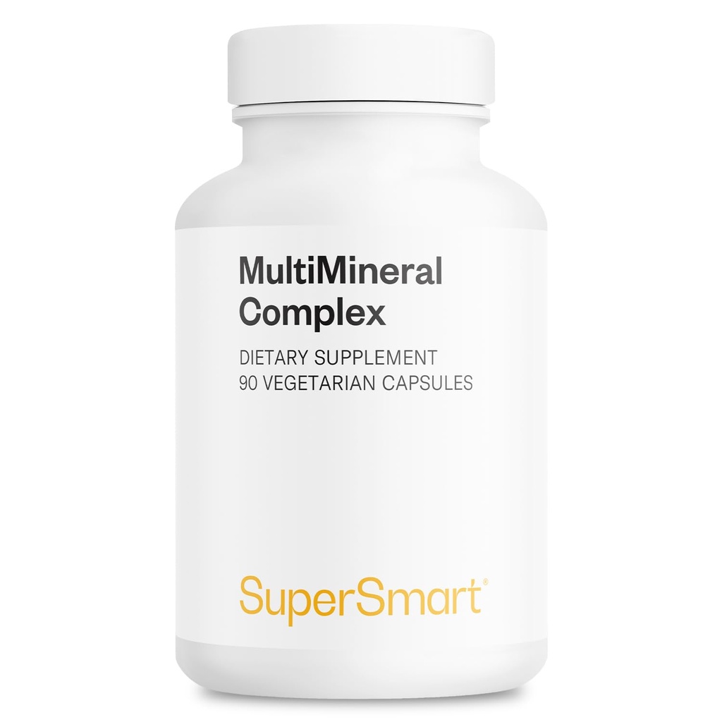 SuperSmart - Multimineral Complex Supplement (Full Spectrum) - z Magnezu, Cynk, Boron, Wapń, Chrom, Selen, Jod, Potasu Agregat 124; Non-GMO & Gluten Free - 90 Kapsułki wegetariańskie