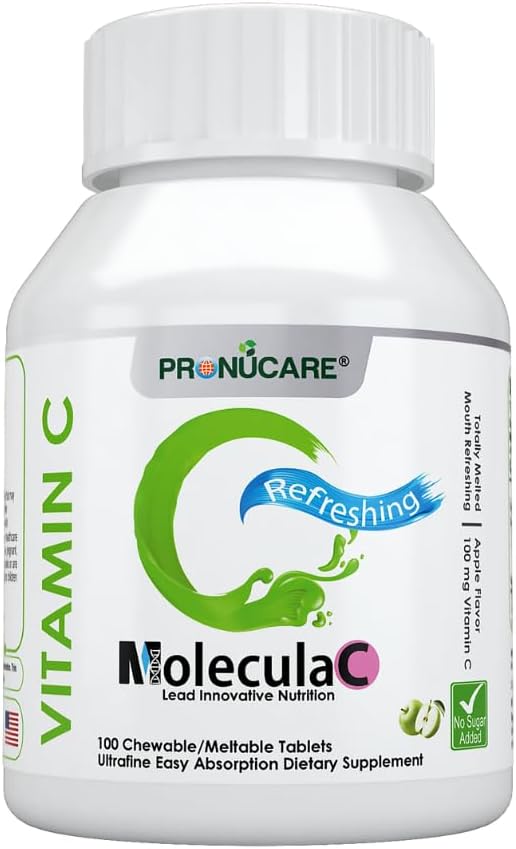 Witamina C 100 mg Buccal Lozenge Tablets - Rozpuszczalnik Slow-, Regulowane uwalnianie i szybkie wchłanianie, Naturalne jabłko, Wzmacniacz immunologiczny, Przeciwutleniacz i Starzenie się, Bezcukrowy, 100 CT