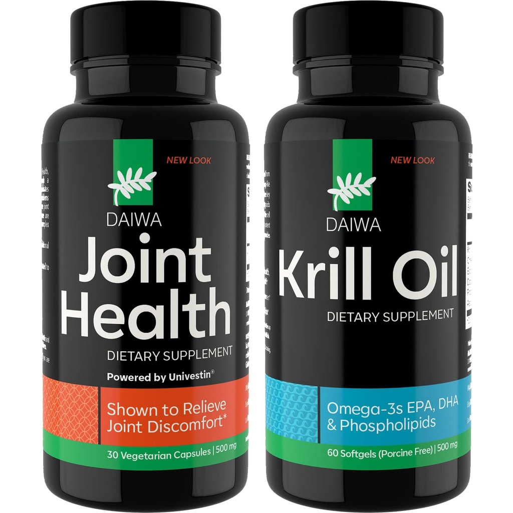 Daiwa Joint and Krill Oil Supplement Pack - Omega 3 Krill Oil Capsules with Herbal Blend, 2- in-1 Formula