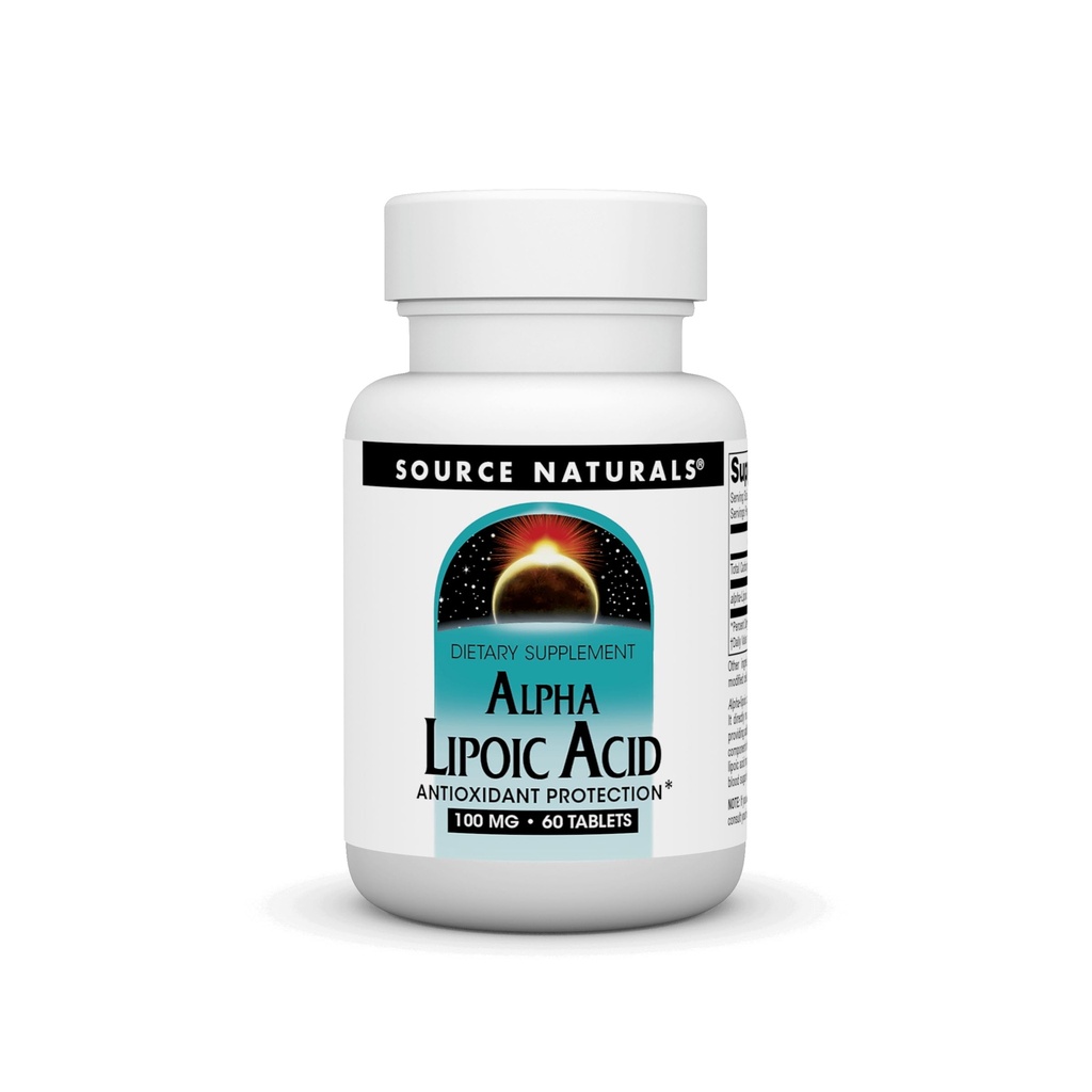 Źródło Naturals Alpha Lipoic Acid wspomaga zdrowe metabolizm cukru, Funkcje wątroby i wytwarzanie energii * - 100 mg - 60 tabletek