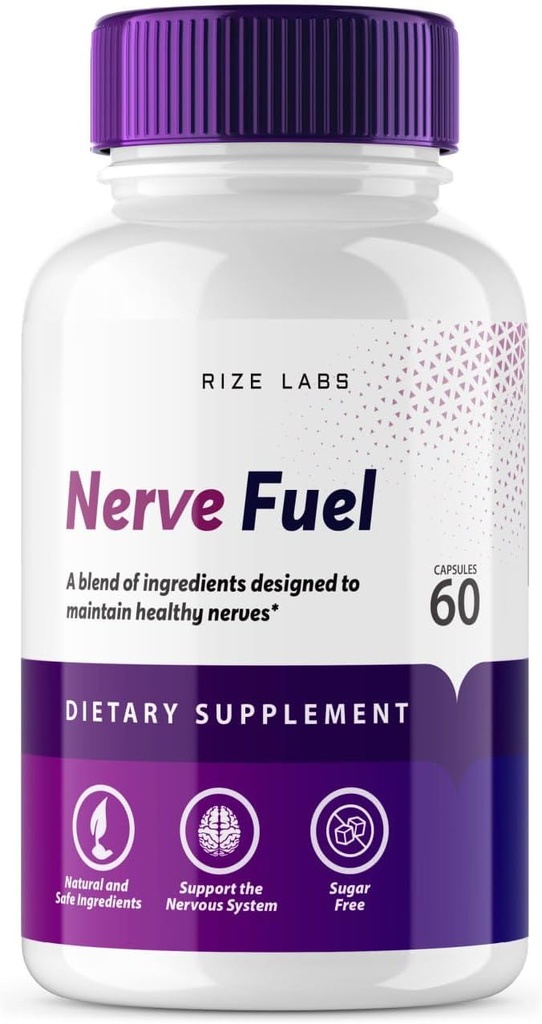 Rize laboratories - Nerve Fuel Capsule Supplement Używany do zmniejszenia intensywności i częstotliwości bólu nerwu, Tabletki do przywrócenia energii, do łagodzenia bólu zakończenia nerwu (60 kapsułek)