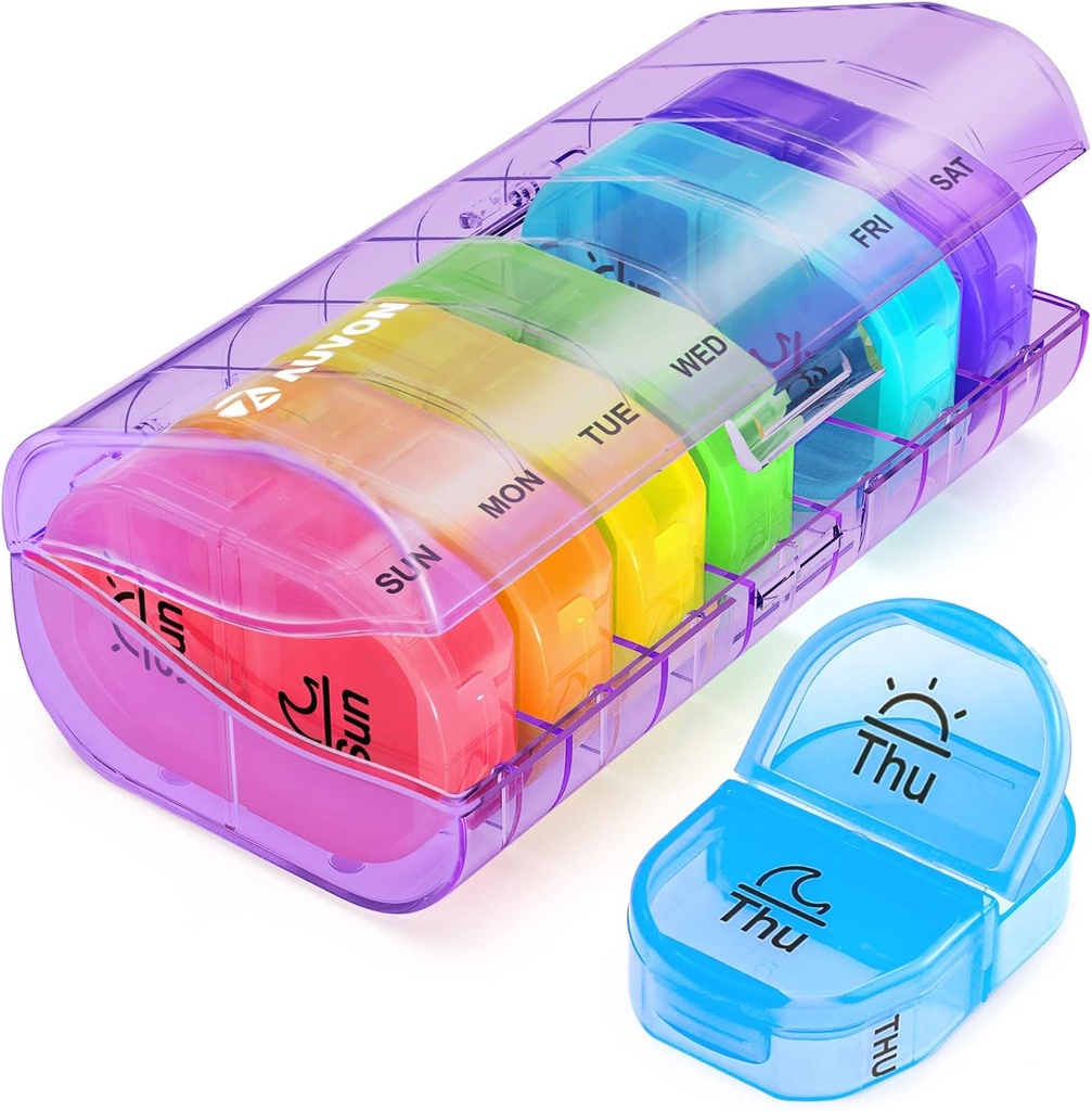 AUVON Pill Box 2 razy dziennie, Cotygodniowy Pill Organizator AM PM z 7 Codzienne Pocket Case do przechowywania witaminy, Medycyna, Medycyna i Suplement