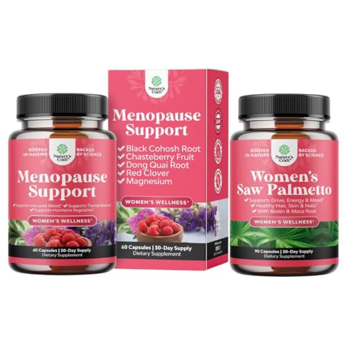 Paleta suplementu menopauzy dla nocnych potów, gorących błysków i huśtawek z Dong Quai, Chaste Berry & Black Cohosh Root i Saw Palmetto dla kobiet 500mg DHT Blocker z Maca Root & Biotin