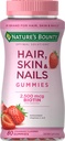 Nature 's Bounty Optimal Solutions Włosy, Skóra i paznokcie Witamina Gummies z Biotin, 2500 µg, Truskawka, 80 Hrabia, 40 Całość Sługi