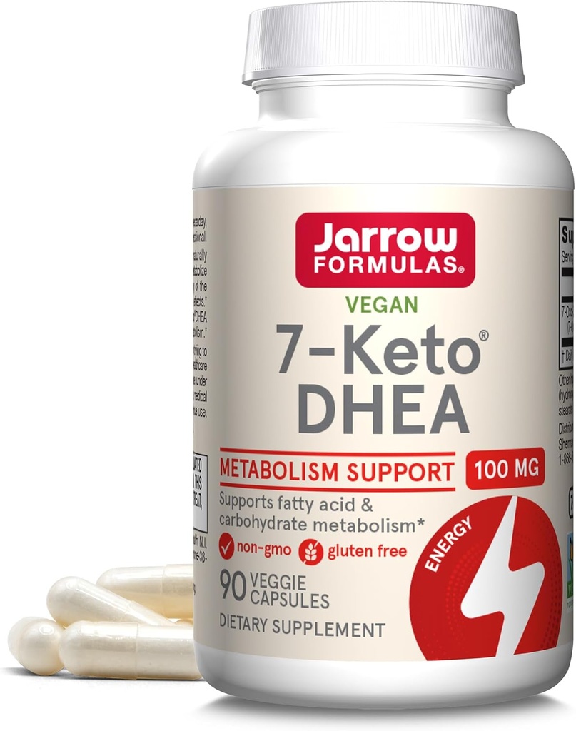 Jarrow Figuras 7- Keto DHEA 100 mg - do 90 Servings (Veggie Caps) Suplement diety - Karbohydrat wsparcia metabolizmu - Non-GMO - Gluten Free - Vegan