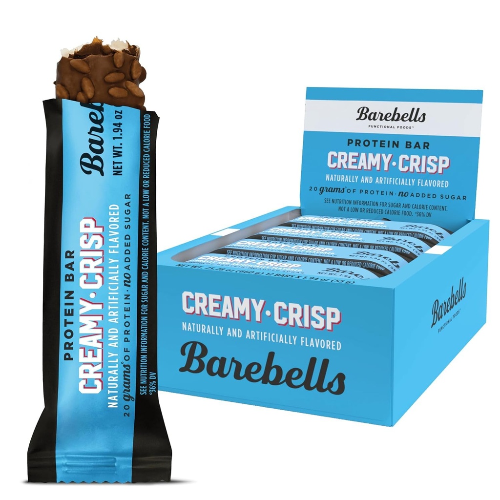 Barebells Protein Bars Creamy Crisp - 12 Count, 20g High Protein Treats - Chocolate Nutrition Bar z 1g Sugar Total - On- The- Śniadanie lub Post- Workout Snack