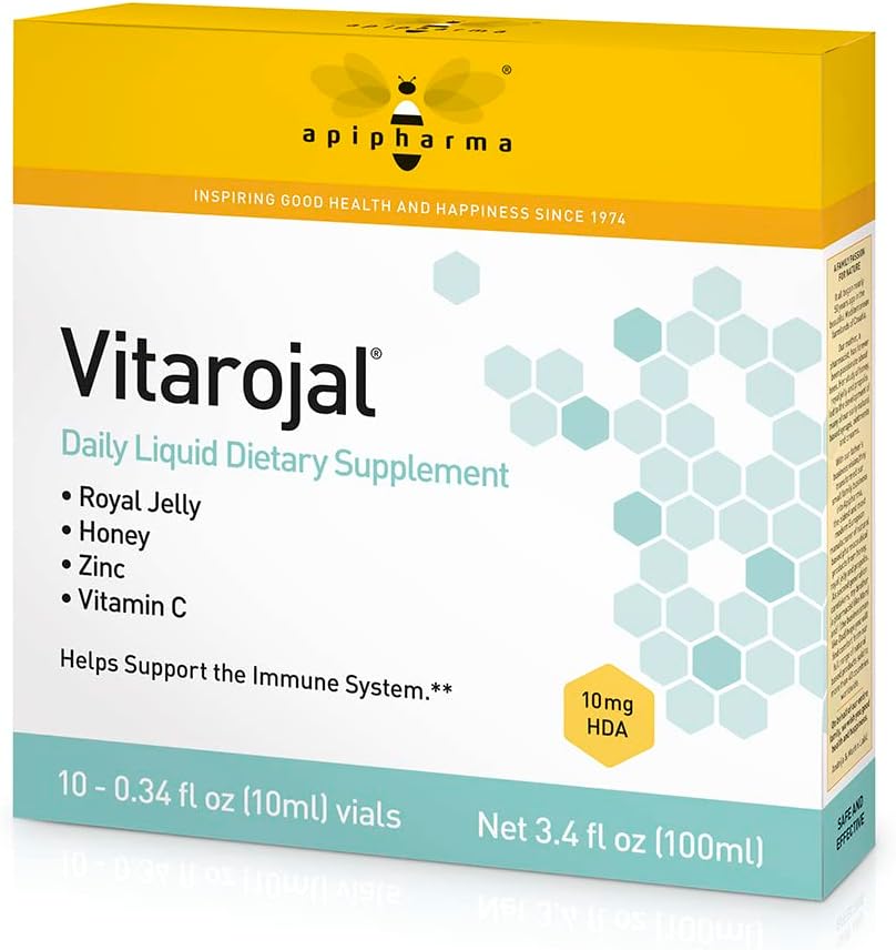 Witarojal Royal Jelly - z miodem, Witamina C, Cynk - Wsparcie swojego systemu immunologicznego, & Promotes Natural Energy and Wellness (10 Fials)