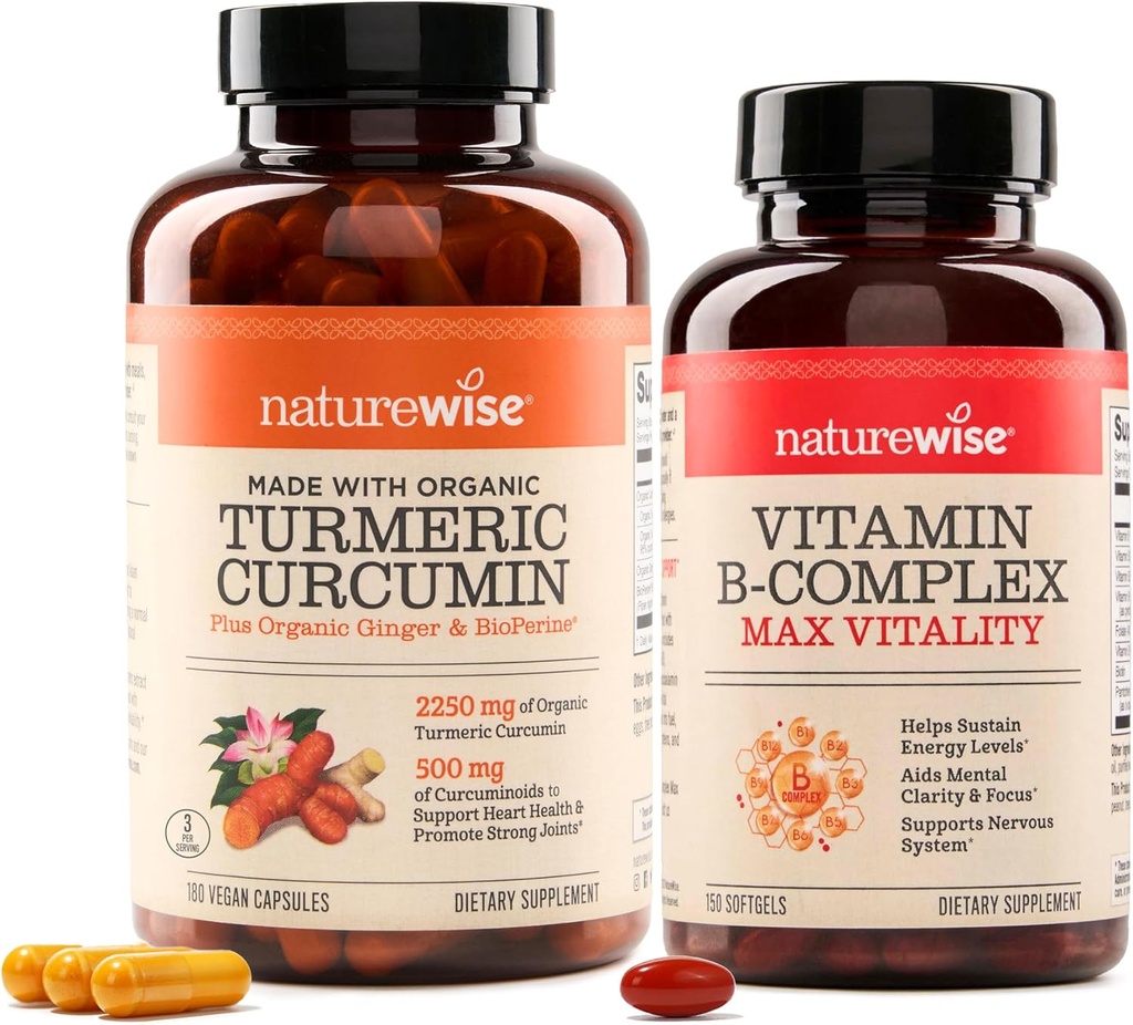 NatureWise Curcumin Turmeric 2250mg & witamina B Kompleks dla kobiet i mężczyzn - 150 Softgels Cellular Energy Mental Clarity Support