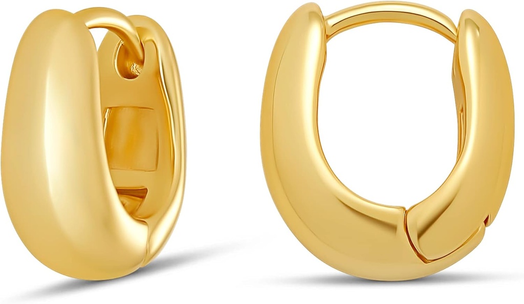 Essentials 14K Gold lub Sterling Silver Plated Teardrop Huggie Hoop 12mm