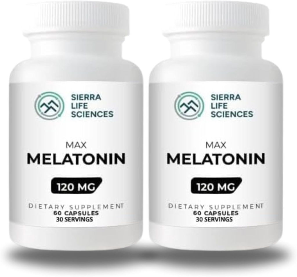 120 mg wysoka dawka Melatonina Max w Kapsułki Easy- to- Połknięcie - 30 Podawanie (opakowanie po 2)