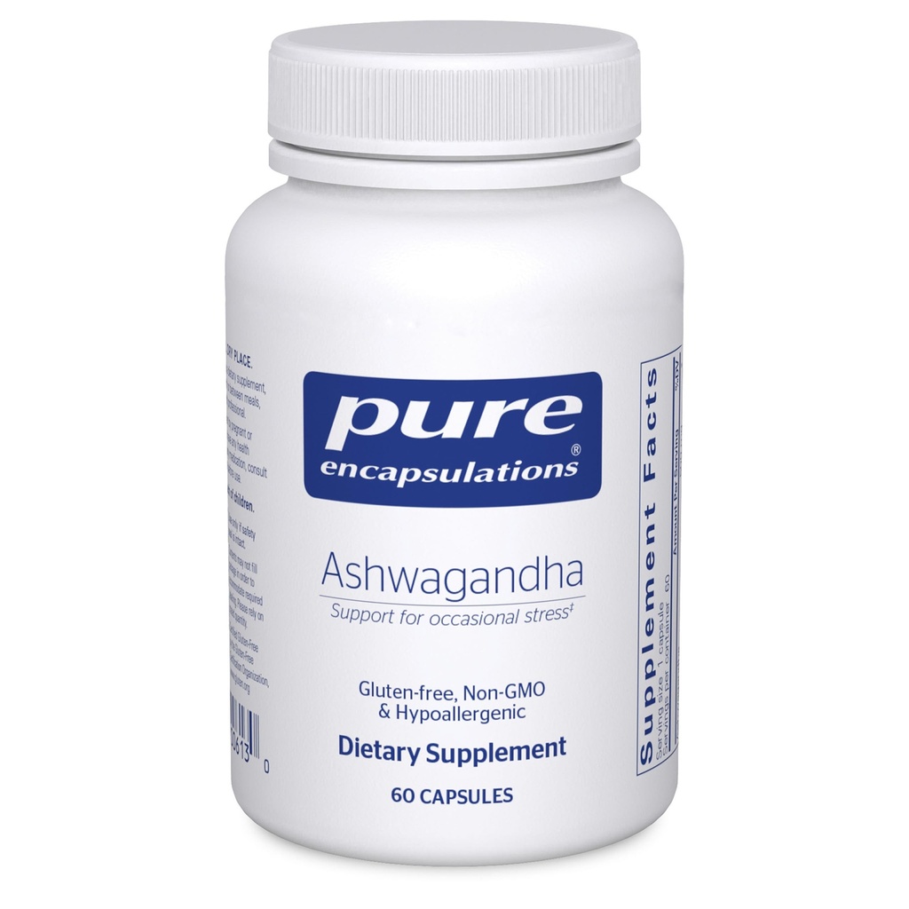 Pure Encapsulations Ashwagandha - 500 mg Ashwagandha Extract - Metabolizm i wsparcie stresowe - Wsparcie immunologiczne - GMO Free & Vegan - 60 kapsułki