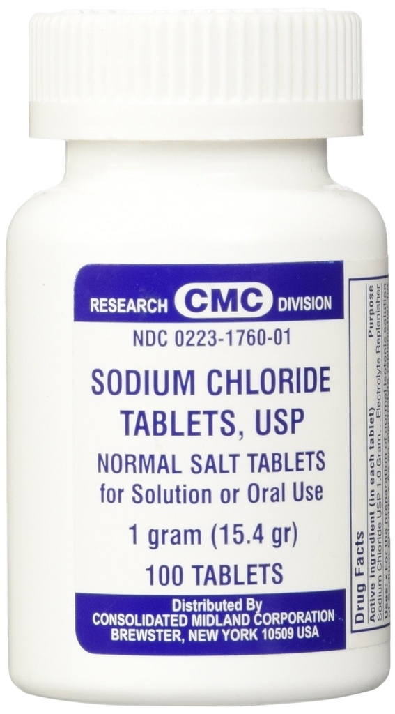 Chlorek sodu Tabletki 1 Gm, USP Normalne tabletki soli - 100 tabletek