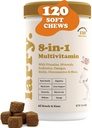 8- in-1 Multivitamin Dog Supplement by Larry 's Breath 124; Heart, trawienie, Wątroba, Skóra, Coat, & Joint Supplement for Dogs Netherlands 124; with Vitamins, Minerals, Omegas, & Glucozamine Chondroitin
