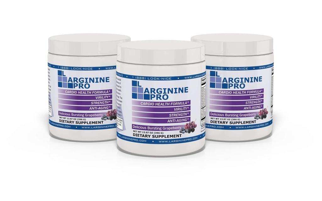 L-ARGININE PRO | 5,500mg L-Arginine Plus L-Citrulline 1,100mg Grape Powder Drink Mix Supplement for Increased Nitric Oxide Production
