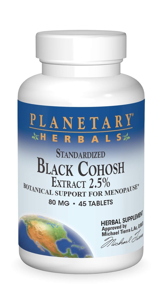 Planetarne zioła Standaryzowane czarny Cohosh Extract 2.5 Tabletki, 45