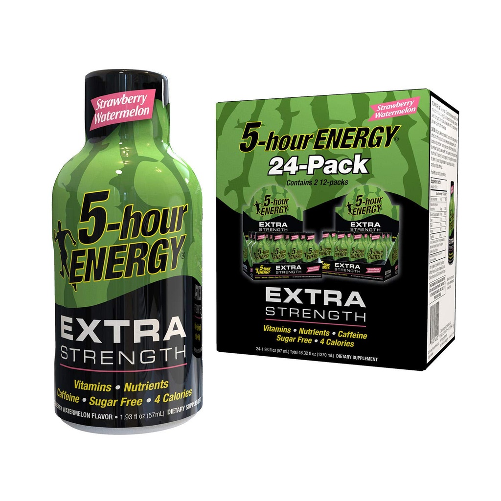 Nill 5- Godzina energii Shot, Dodatkowa siła, Truskawki Arbuz (1.93 oz, 24 pk.)