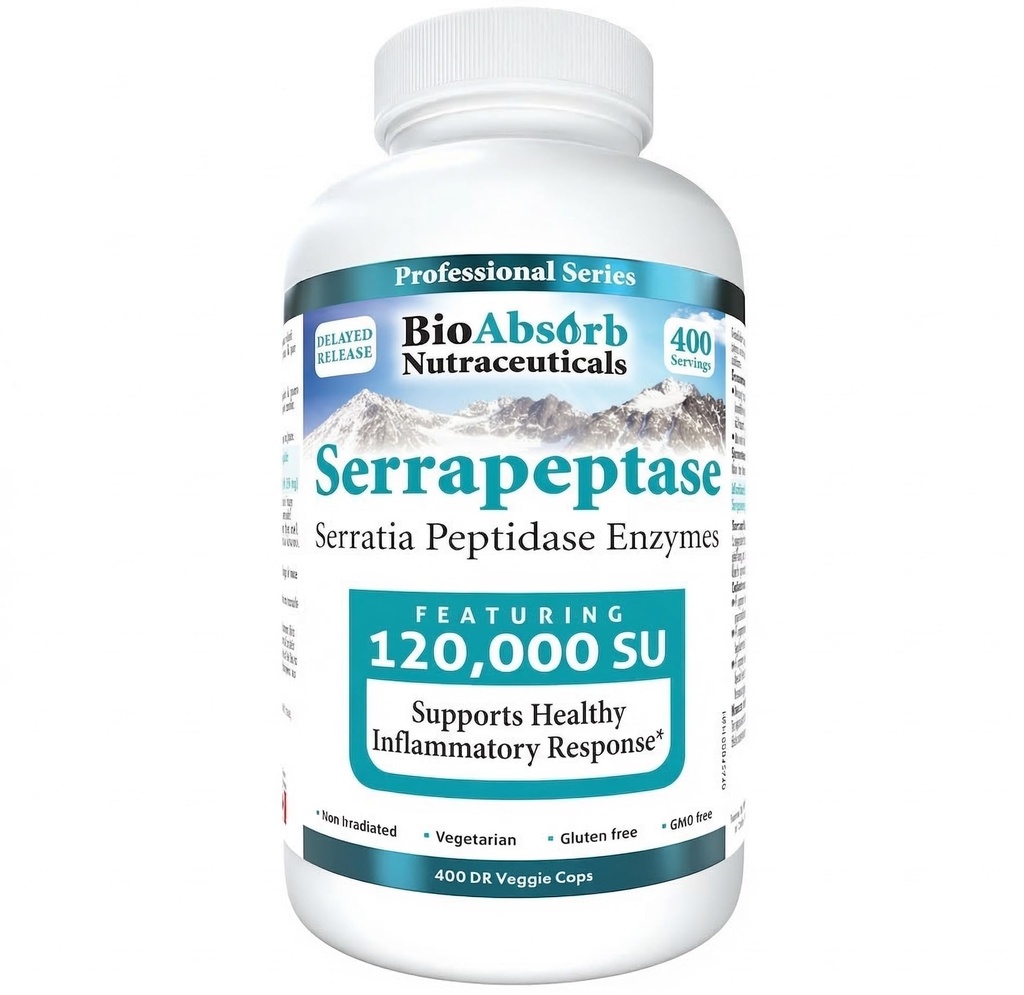 BioAbsorb Serrapeptaza Suplement 120000 SPU, Wysoka potencja, Opóźnione zwolnienie