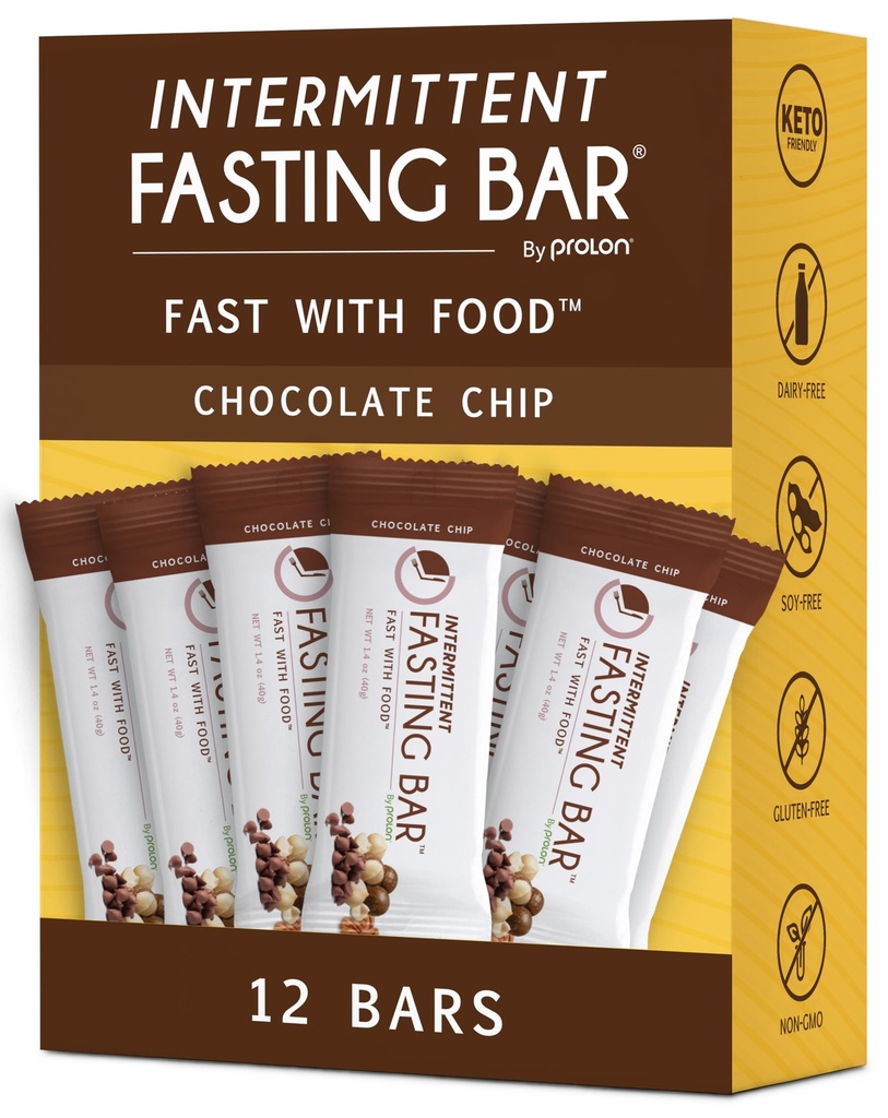 Prolon Batoniki postu 124; 5 g Białko, 7g Fiber 124; Keto- Friendly, Gluten- Free, Dairy-Free, Plant- Based 124; Żywienie dla przerywanych postu 124; Przeznaczone do not Break Your Fast Happens 124; Czekoladowy Chip (12 Hrabia)