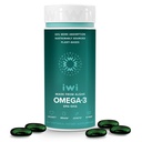 Iwi Omega-3, 30 Softgels (30 Servings), Vegan Plant- Algae Omega 3 z EPA + DHA, Body Supplement Dietetyczny, Kryl & Fish Oil Alternative, No Fishy Aftersmast