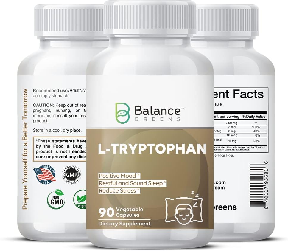 L- Tryptofan 250mg, 90 Kapsułek Veg - Suplement do spokojnego snu i relaksacji